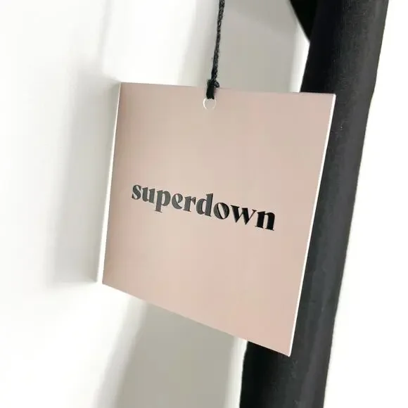 Superdown Lola Cut Out Dress Black Jersey Long Sleeve Square Neck‎ Sz XS - Picture 8 of 9